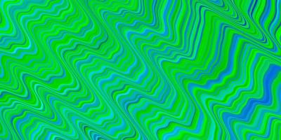textura de vector verde azul claro con curvas ilustración brillante con plantilla de arcos circulares degradados para teléfonos móviles