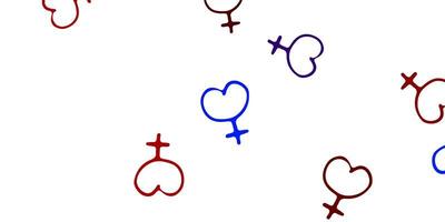 Light Blue Red vector texture with women rights symbols