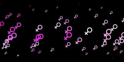 patrón de vector amarillo rosa oscuro con elementos de feminismo