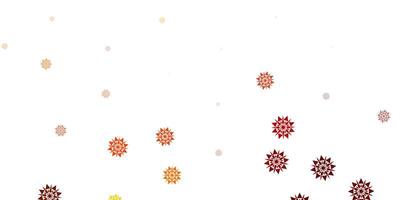 Fondo de vector naranja claro con copos de nieve navideños