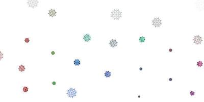 textura de vector multicolor claro con copos de nieve brillantes