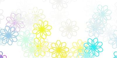 textura de doodle de vector multicolor claro con flores