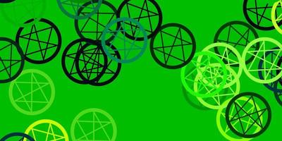 Light Green Yellow vector background with occult symbols