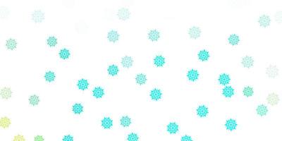 vector verde claro hermoso telón de fondo de copos de nieve con flores