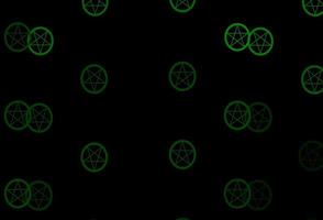 Dark Green vector texture with religion symbols