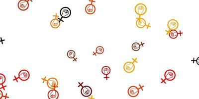 Light Orange vector backdrop with woman power symbols