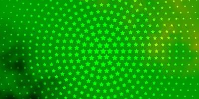Fondo de vector amarillo verde claro con estrellas de colores ilustración decorativa con estrellas en patrón de plantilla abstracta para páginas de destino de sitios web