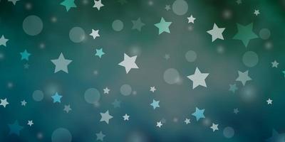 Fondo de vector verde azul claro con círculos estrellas ilustración abstracta con formas coloridas de círculos diseño de estrellas para fabricantes de telas de papel tapiz