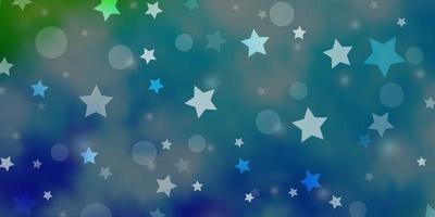 diseño de vector verde azul claro con círculos estrellas ilustración abstracta con formas coloridas de círculos patrón de estrellas para fondos de pantalla de tela de moda