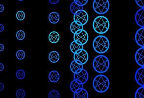 Dark BLUE vector background with occult symbols