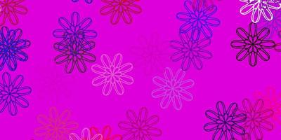 Plantilla de doodle de vector multicolor claro con flores