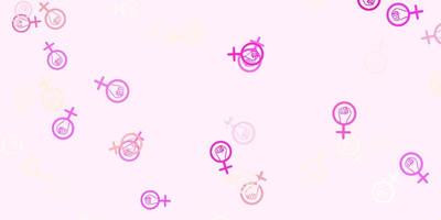 Light Pink vector pattern with feminism elements