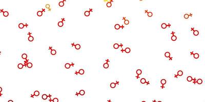 Light Orange vector pattern with feminism elements