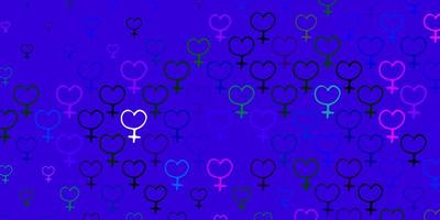 Light Multicolor vector pattern with feminism elements