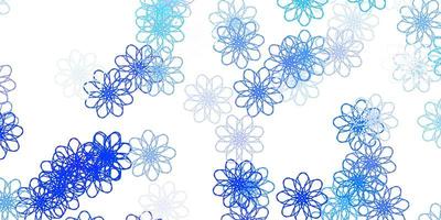 Light BLUE vector doodle pattern with flowers