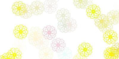 Light green red vector natural artwork with flowers