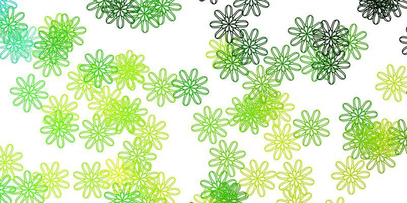 Light Green Yellow vector doodle texture with flowers