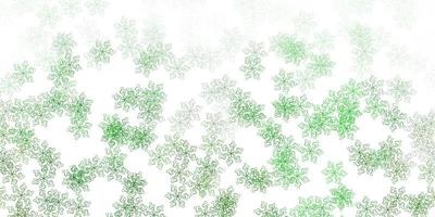 textura de doodle de vector verde claro con flores