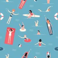 Swimming Together in The Beach Seamless Pattern vector