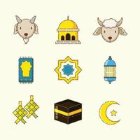 lindo conjunto de iconos de eid adha vector