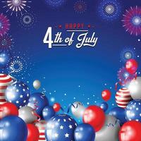 4th of July Consept Design With Balloon And Firework vector