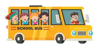 Happy Children And School Bus vector