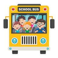 Happy Children And School Bus vector