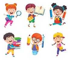 Happy Cute Cartoon School Children vector