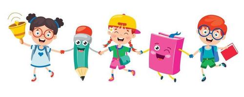 Happy Cute Cartoon School Children vector