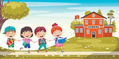 Happy Cute Cartoon School Children vector