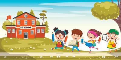 Happy Cute Cartoon School Children vector