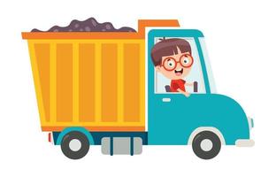 Funny Kid Using A Truck vector