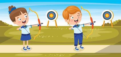 Happy Character Playing Archery Game vector