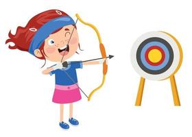 Happy Character Playing Archery Game vector