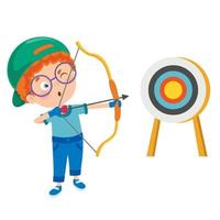Happy Character Playing Archery Game vector