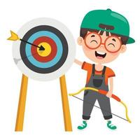 Happy Character Playing Archery Game vector