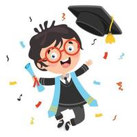 niño feliz de la escuela graduándose vector