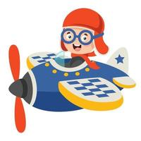 Happy Kid Flying In Airplane vector