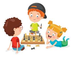 Cartoon Character Playing Chess Game vector