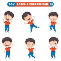 poses y expresiones de un chico divertido. vector