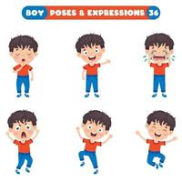 poses y expresiones de un chico divertido. vector