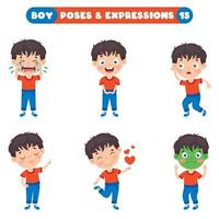 poses y expresiones de un chico divertido. vector