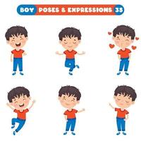 poses y expresiones de un chico divertido. vector