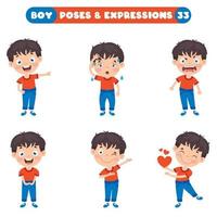 poses y expresiones de un chico divertido. vector