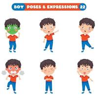 poses y expresiones de un chico divertido. vector