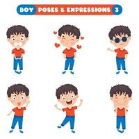 poses y expresiones de un chico divertido. vector