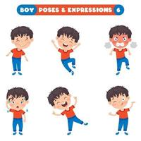 poses y expresiones de un chico divertido. vector