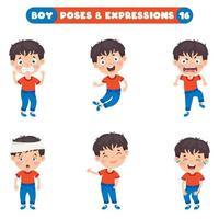 poses y expresiones de un chico divertido. vector