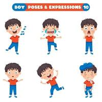 poses y expresiones de un chico divertido. vector