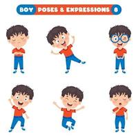 poses y expresiones de un chico divertido. vector